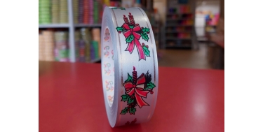 PP METALLIC PRINTED RIBBON WITH "CANDLES" PATTERN 3cm, 5cm/50yd