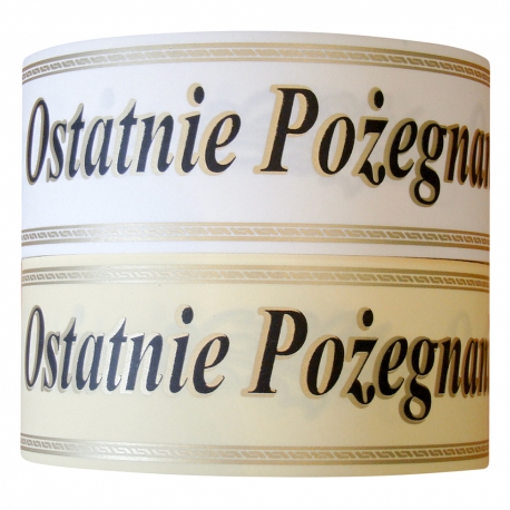 PP FUNERAL PRINTED RIBBON WITH INSCRIPTION "OSTATNIE POZEGNANIE" - wzór RAOS 5cm/50yd