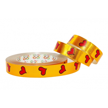 PP METALLIC PRINTED RIBBON WITH "HEARTS 2" PATTERN 2cm, 3cm/50yd