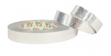 PP METALLIC RIBBON WITH "FROZEN" PATTERN 2cm, 5cm/50yd