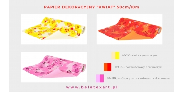 PAPIER DEKORACYJNY KARBOWANY ZE WZOREM "KWIAT" 50cm/10m